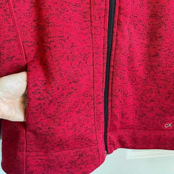 Calvin Klein Fleece Jacket Full Zip Pockets Red Black Heather Sz M Athleisure - Picture 5 of 12